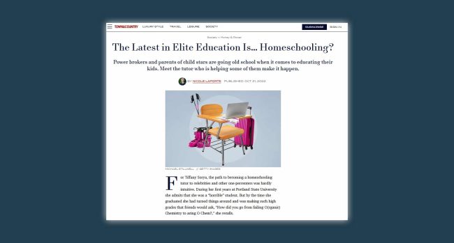 novel education featured in town and countru magazine october 2022