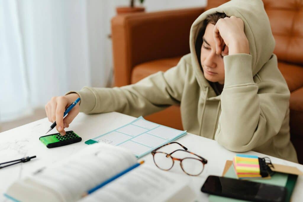 student struggling to focus on homework