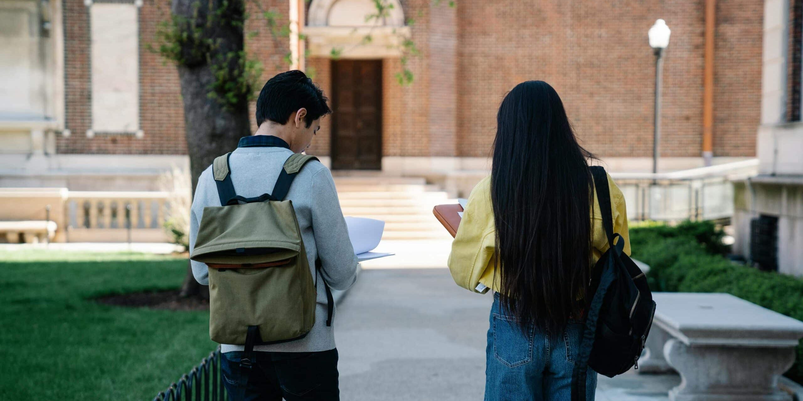 students starting new school year on their way to class