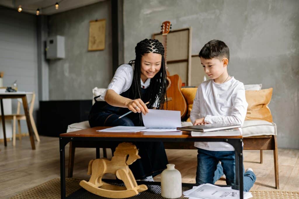 Adult trying different learning styles