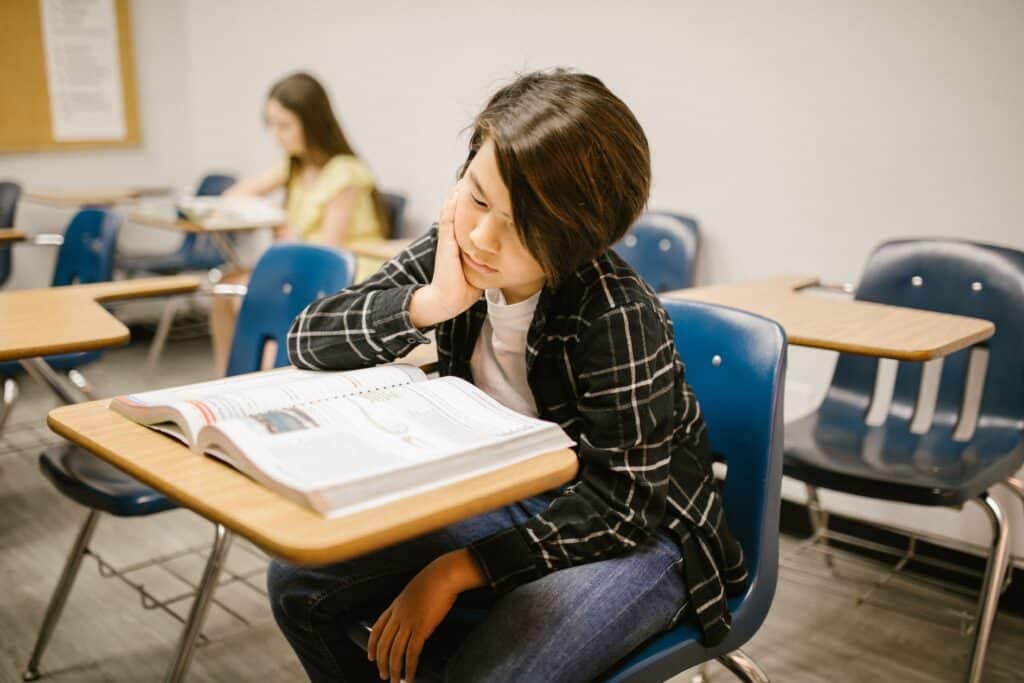 child struggling with homework