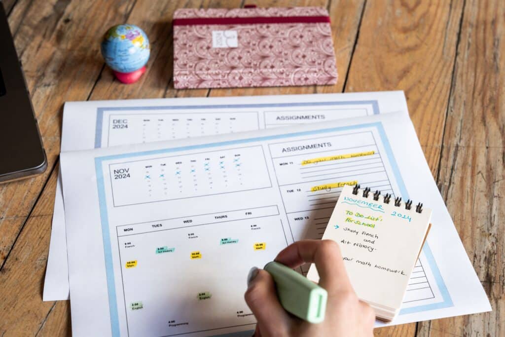 planning tasks with a calendar