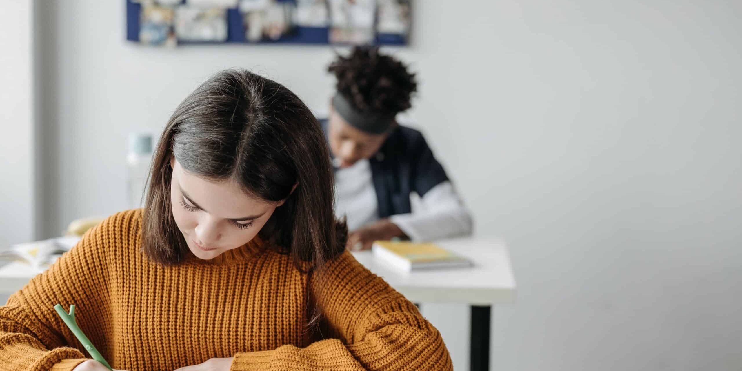 students taking on a test