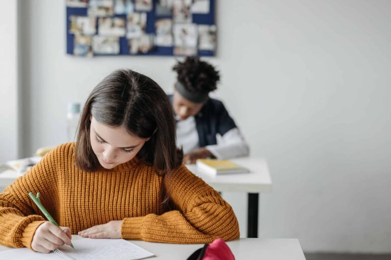 students taking on a test