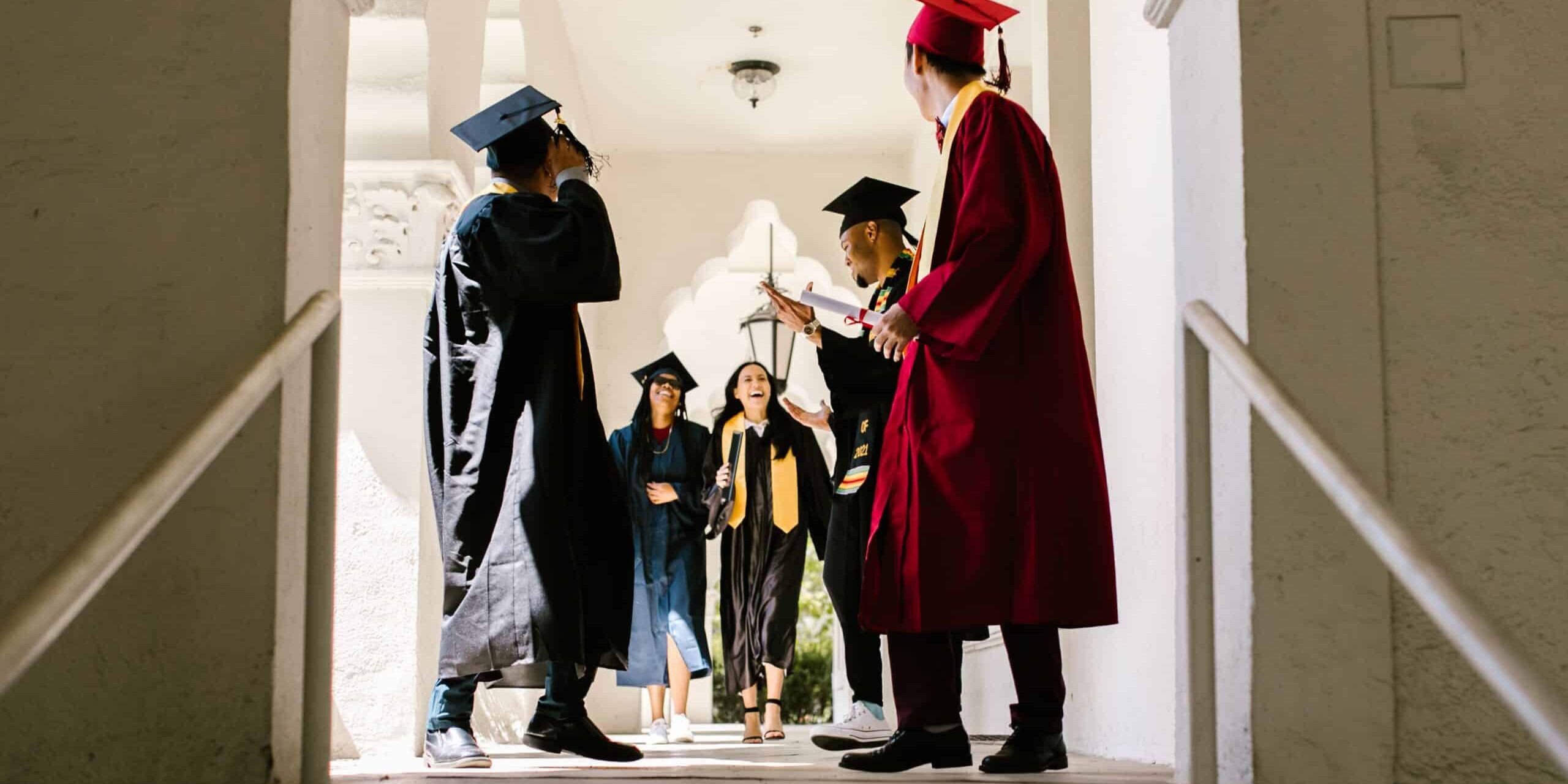 High School Graduation Group of graduates celebrating together