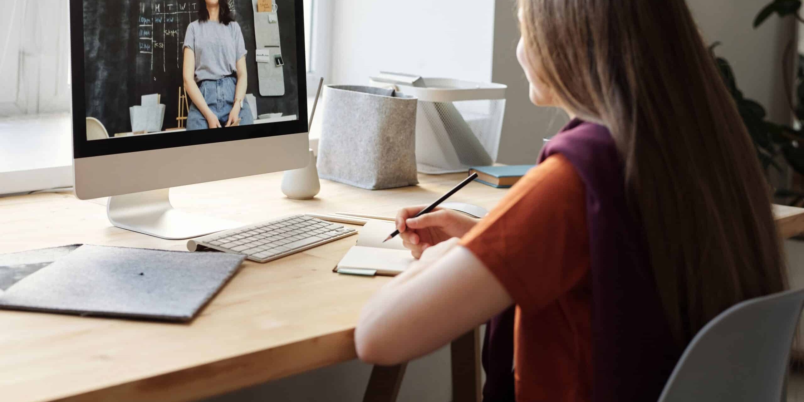 student working online